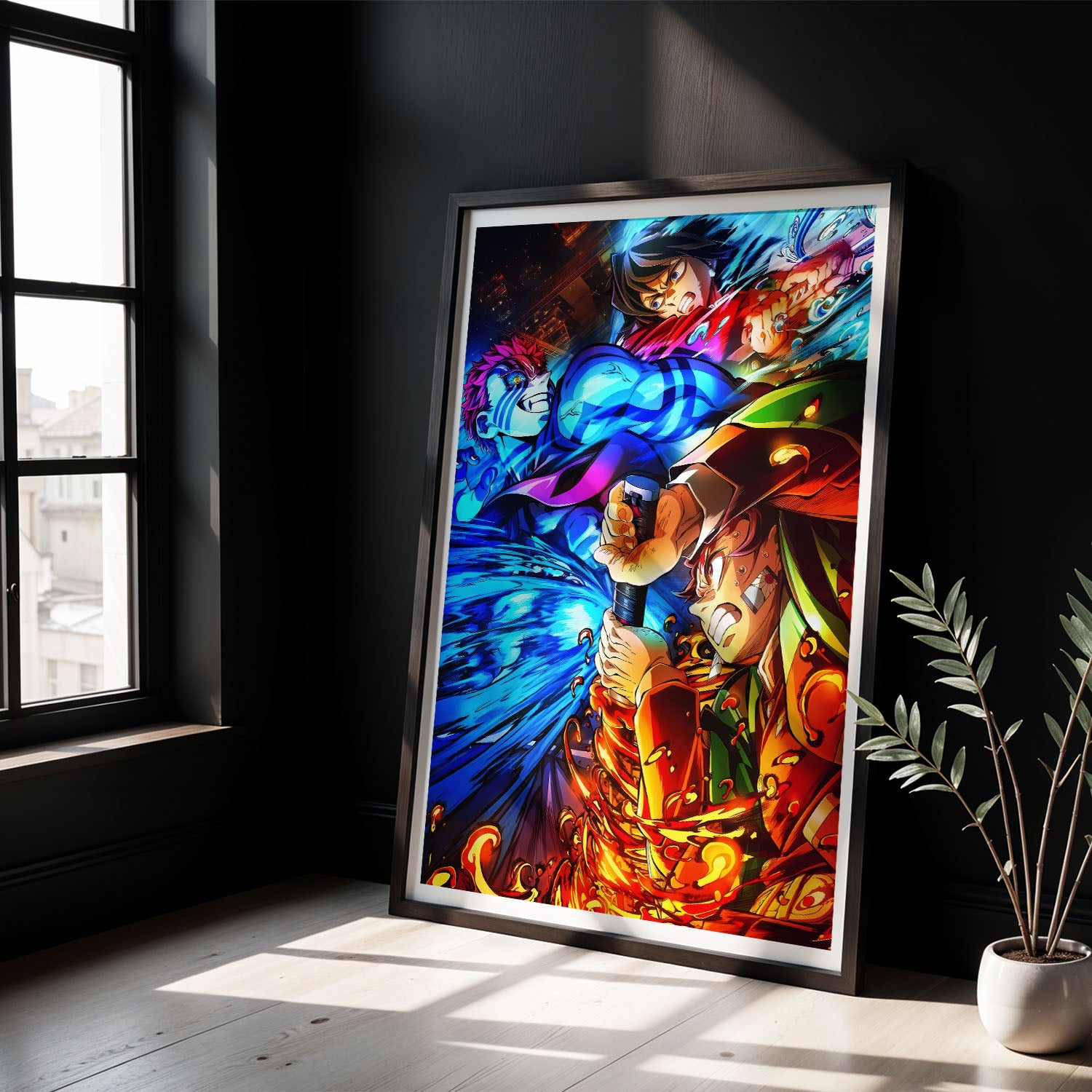 Flex Designs Poster Demon Slayer Infinity Castle Tanjiro Giyu vs Akaza 8 x 10" Home Goods - TV Show 2025 TV Show Poster