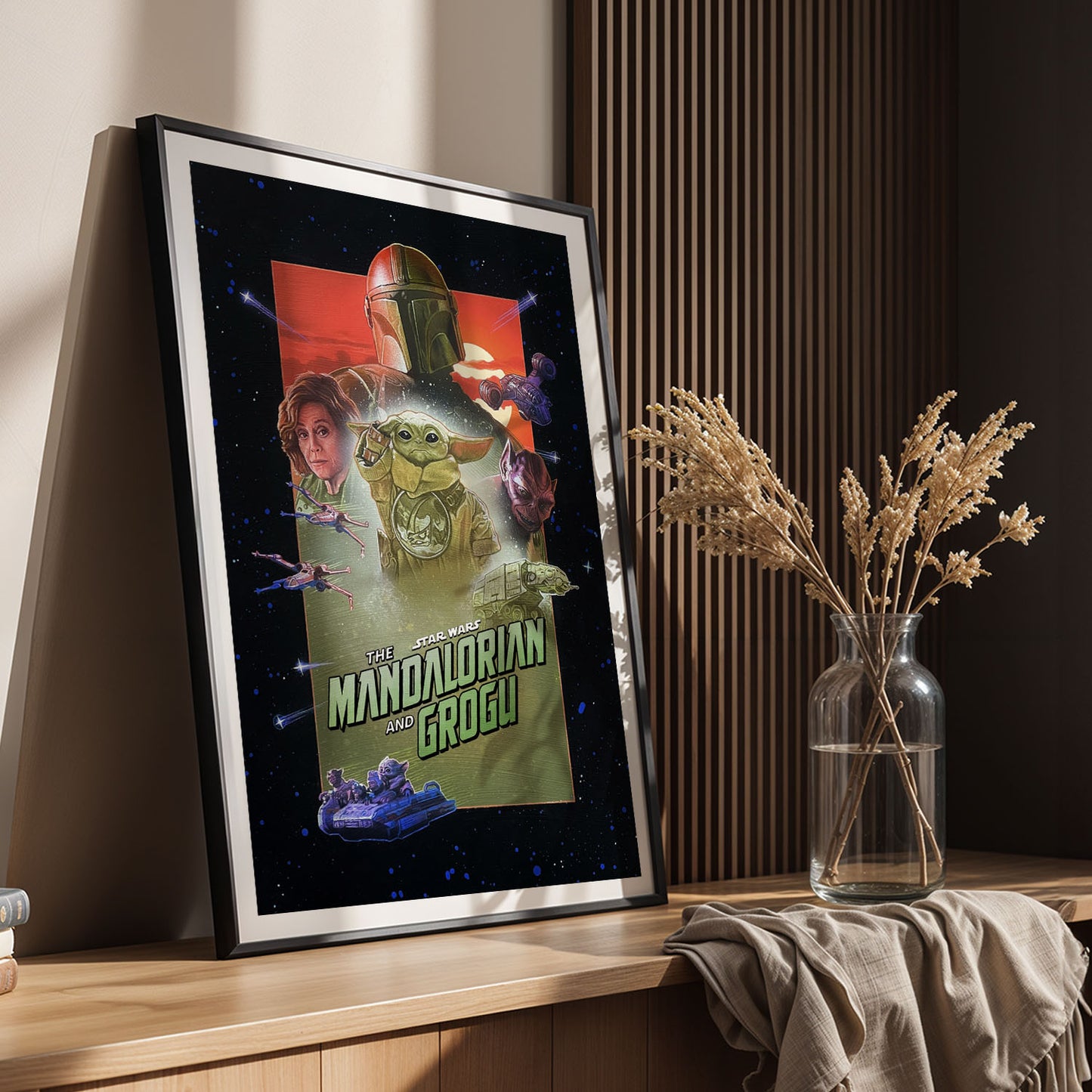 Flex Designs Poster Star Wars The Mandalorian and Grogu Cartoon 5 x 7" Home Goods - Movie 2026 Movie Poster