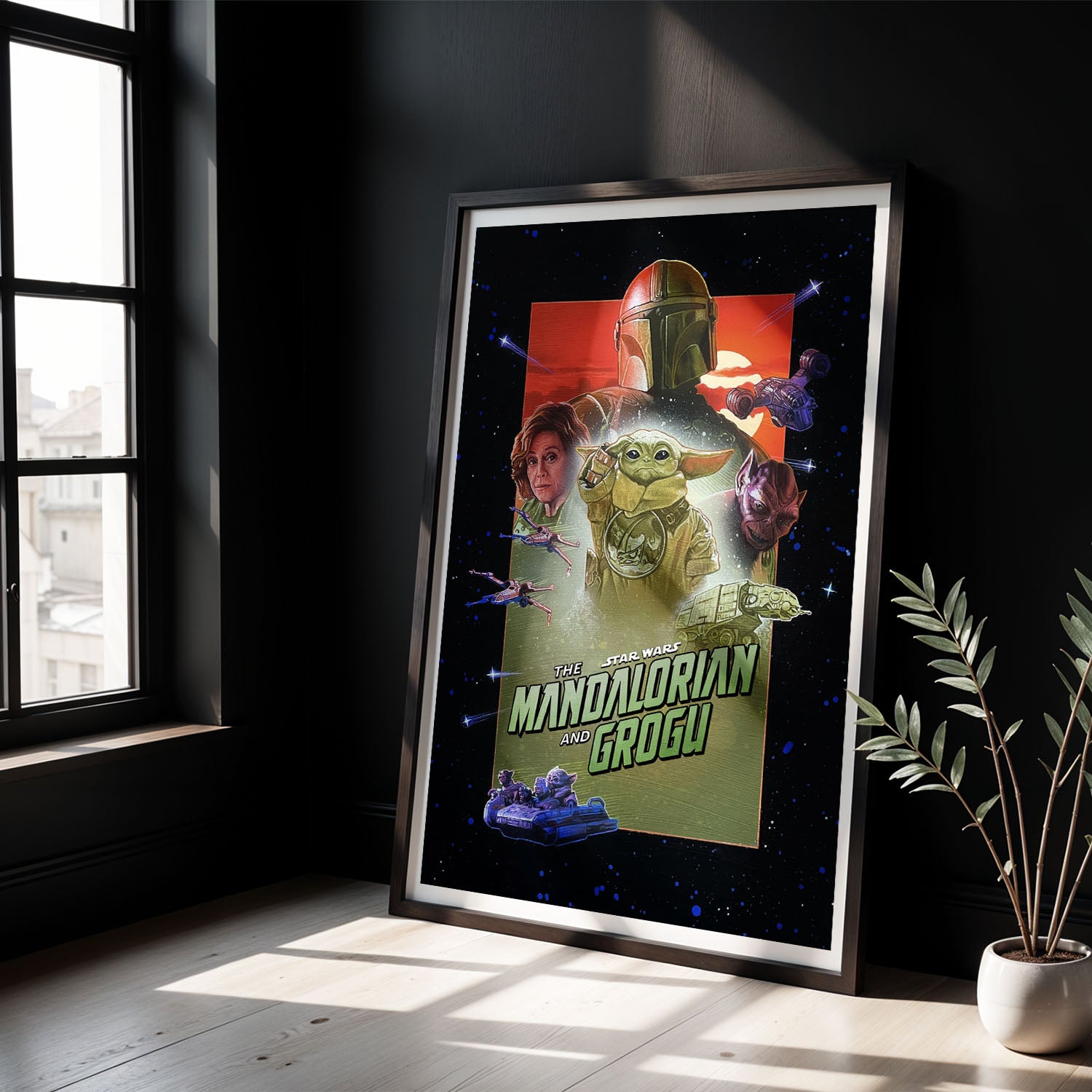 Flex Designs Poster Star Wars The Mandalorian and Grogu Cartoon 8 x 10" Home Goods - Movie 2026 Movie Poster