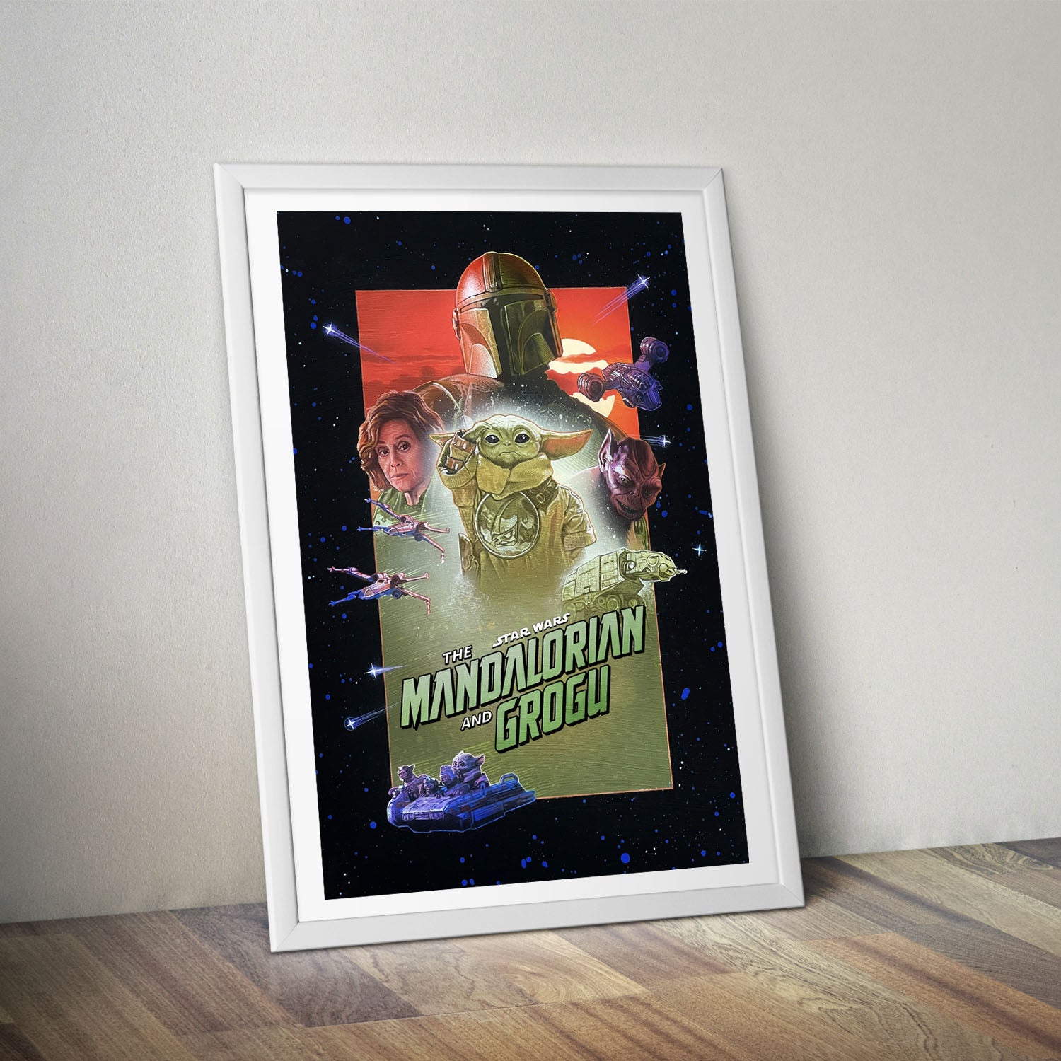 Flex Designs Poster Star Wars The Mandalorian and Grogu Cartoon 8 x 10" Home Goods - Movie 2026 Movie Poster