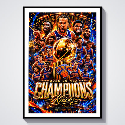 Flex Designs Poster New York Knicks NBA Champions 2026 8 x 10" Home Goods - Sports  Poster