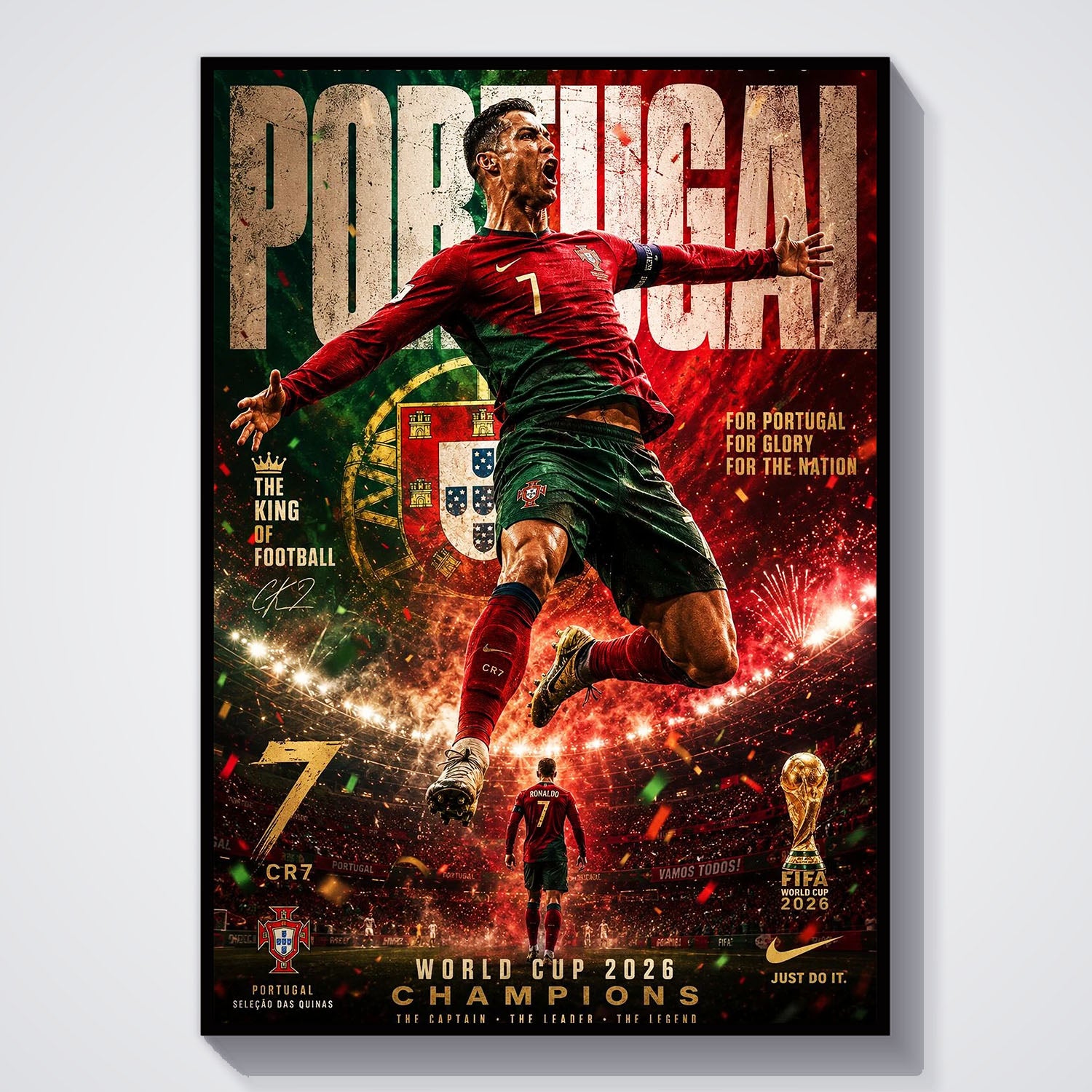 Flex Designs Poster Cristiano Ronaldo Portugal 2026 5 x 7" Home Goods - Sports  Poster