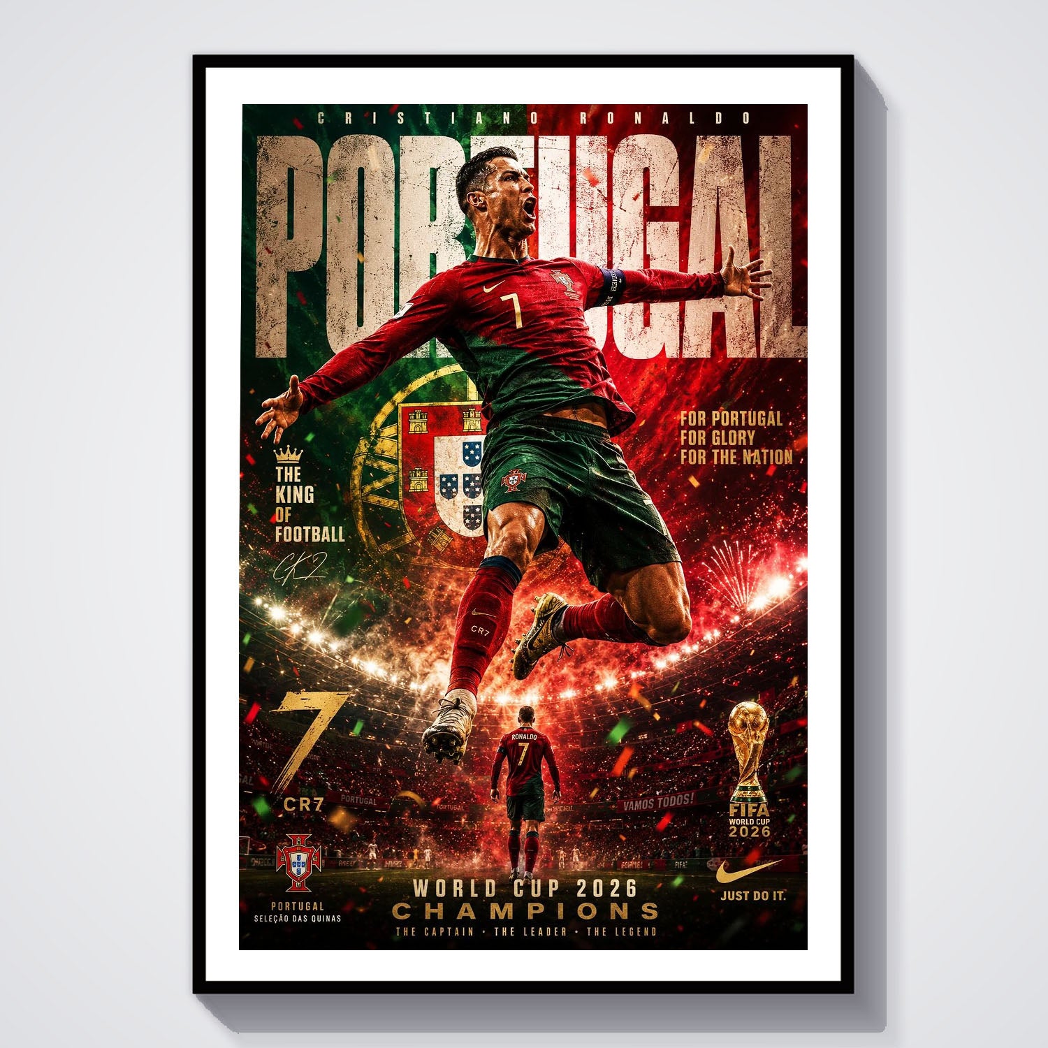 Flex Designs Poster Cristiano Ronaldo Portugal 2026 8 x 10" Home Goods - Sports  Poster