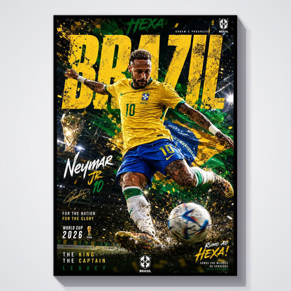 Flex Designs Poster Neymar Junior Brazil 2026 5 x 7" Home Goods - Sports  Poster