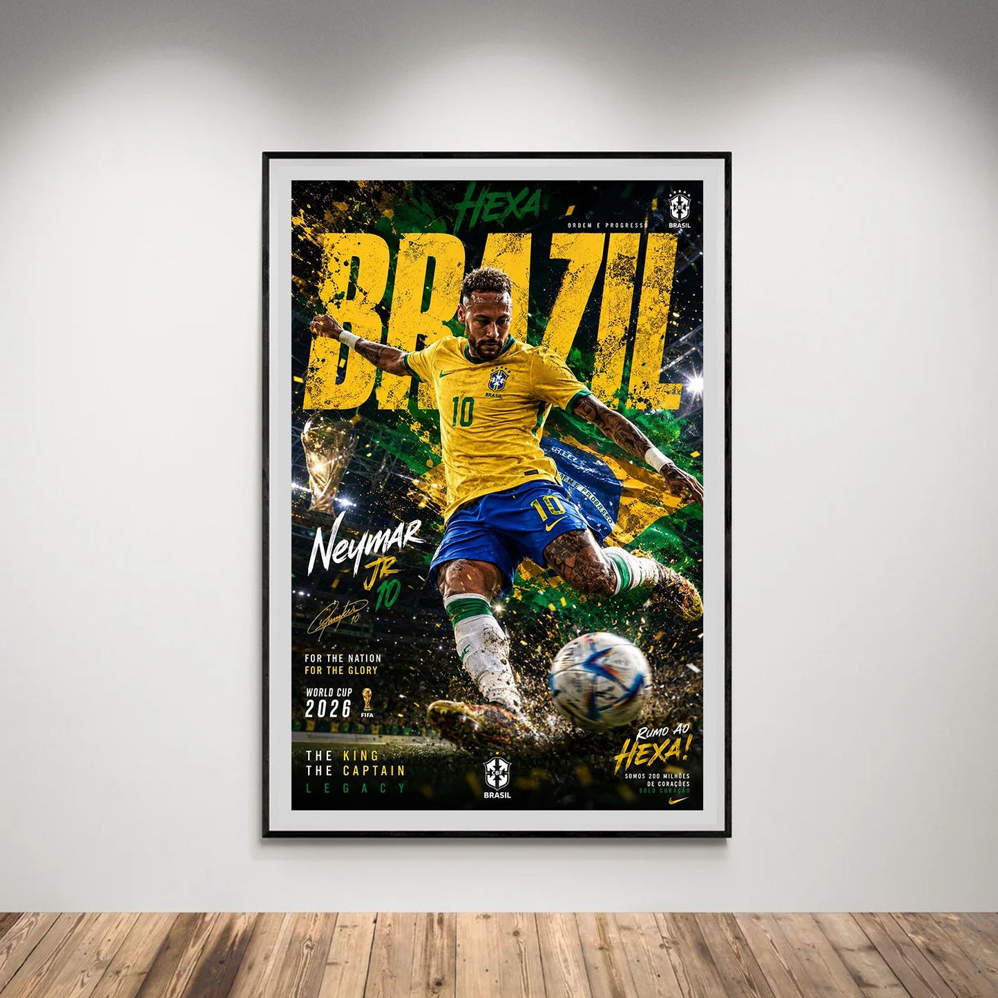 Flex Designs Poster Neymar Junior Brazil 2026 8 x 10" Home Goods - Sports  Poster