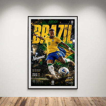 Flex Designs Poster Neymar Junior Brazil 2026 8 x 10" Home Goods - Sports  Poster