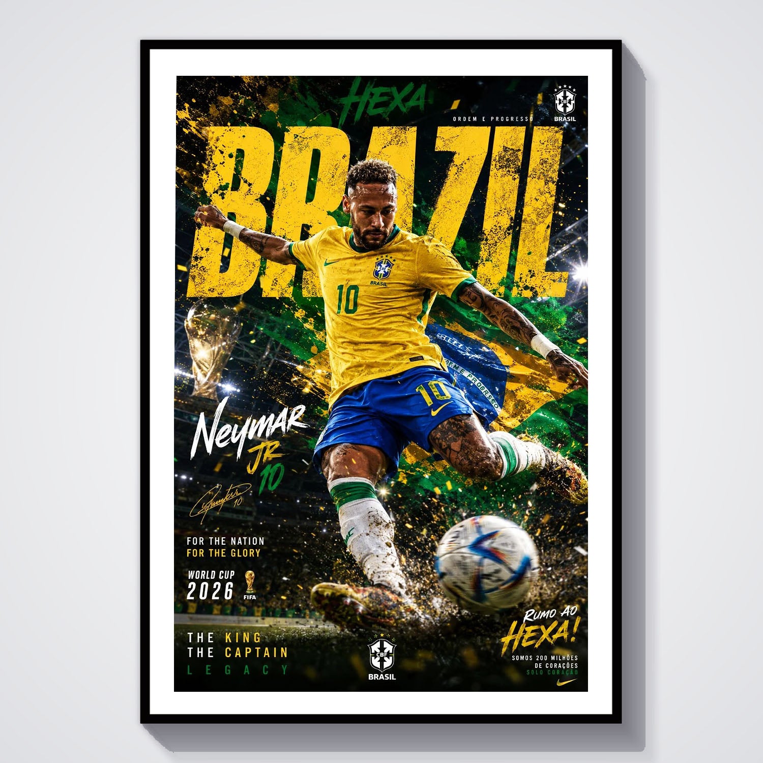 Flex Designs Poster Neymar Junior Brazil 2026 8 x 10" Home Goods - Sports  Poster