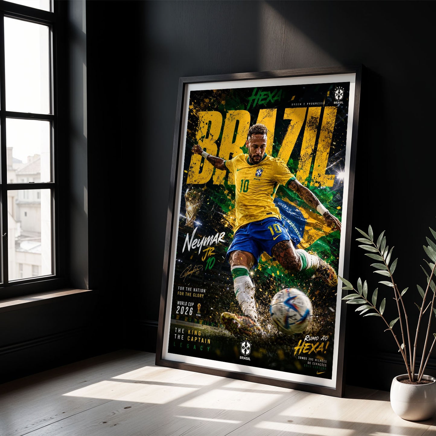 Flex Designs Poster Neymar Junior Brazil 2026 8 x 10" Home Goods - Sports  Poster