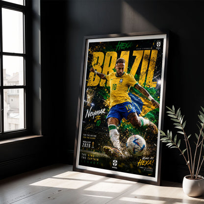 Flex Designs Poster Neymar Junior Brazil 2026 8 x 10" Home Goods - Sports  Poster