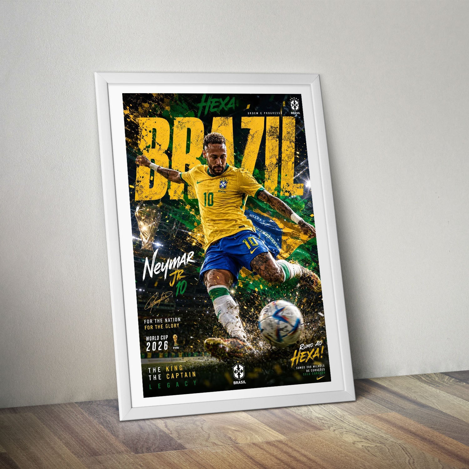 Flex Designs Poster Neymar Junior Brazil 2026 8 x 10" Home Goods - Sports  Poster