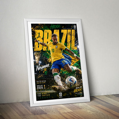 Flex Designs Poster Neymar Junior Brazil 2026 8 x 10" Home Goods - Sports  Poster