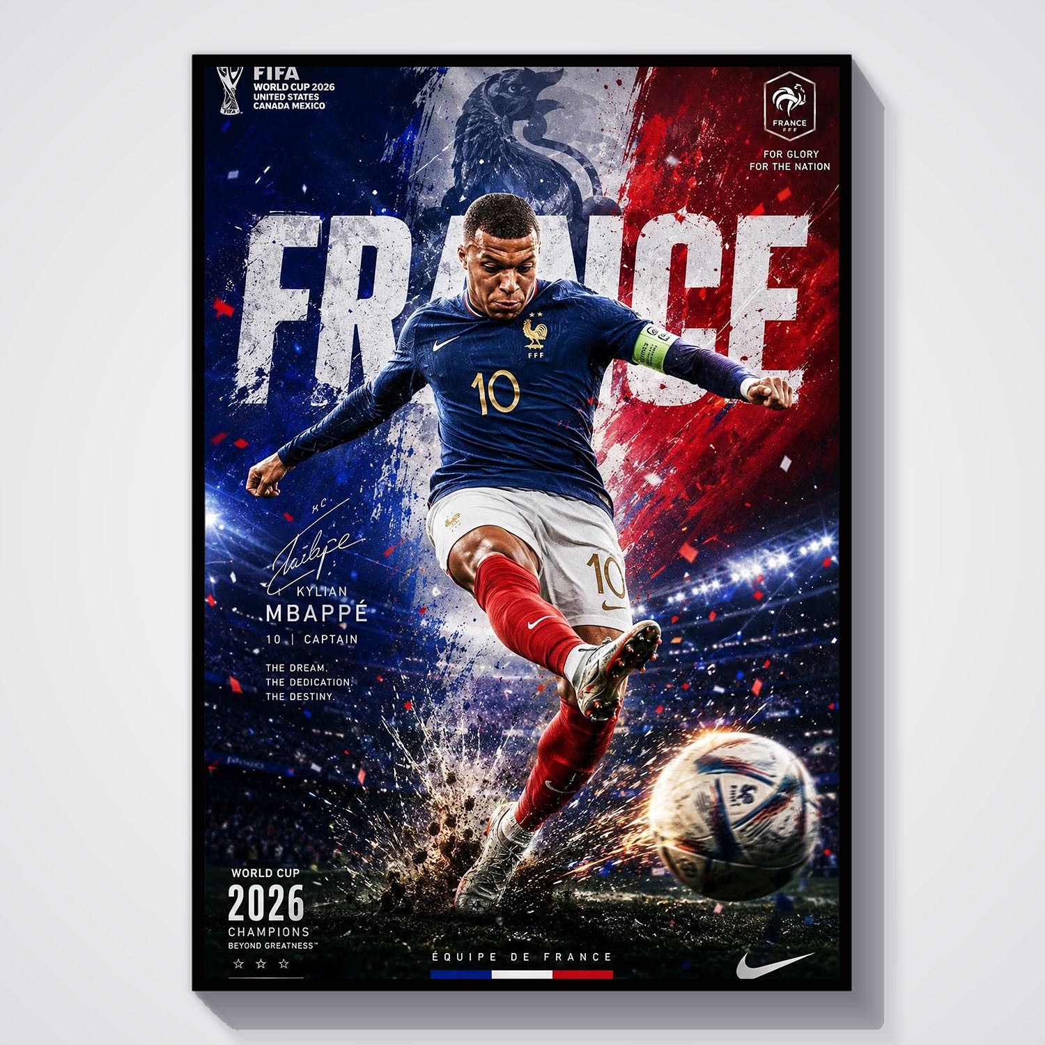 Flex Designs Poster Kylian Mbappe France 2026 5 x 7" Home Goods - Sports  Poster