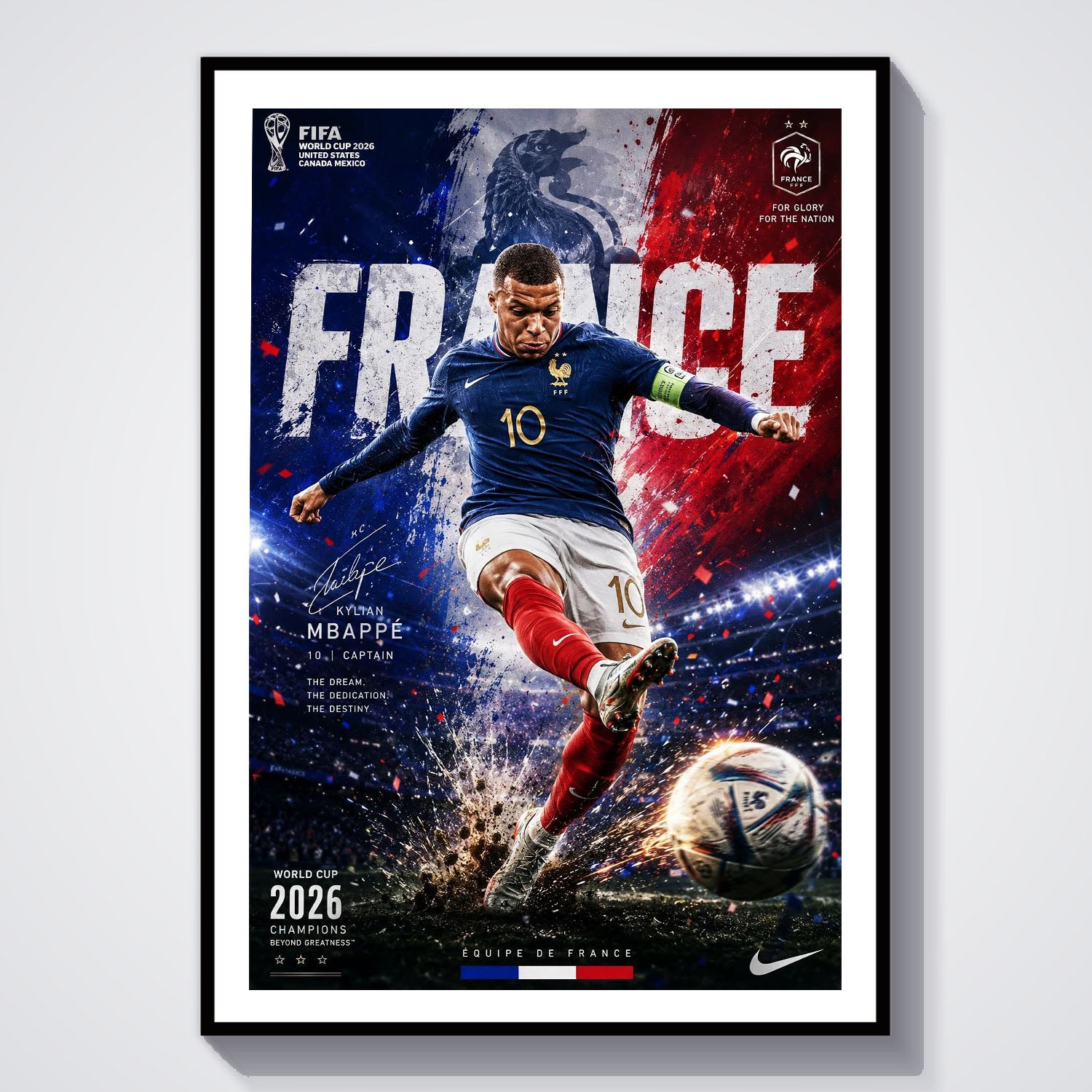 Flex Designs Poster Kylian Mbappe France 2026 8 x 10" Home Goods - Sports  Poster
