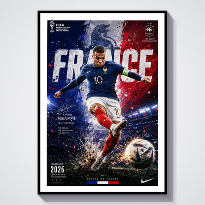 Flex Designs Poster Kylian Mbappe France 2026 8 x 10" Home Goods - Sports  Poster