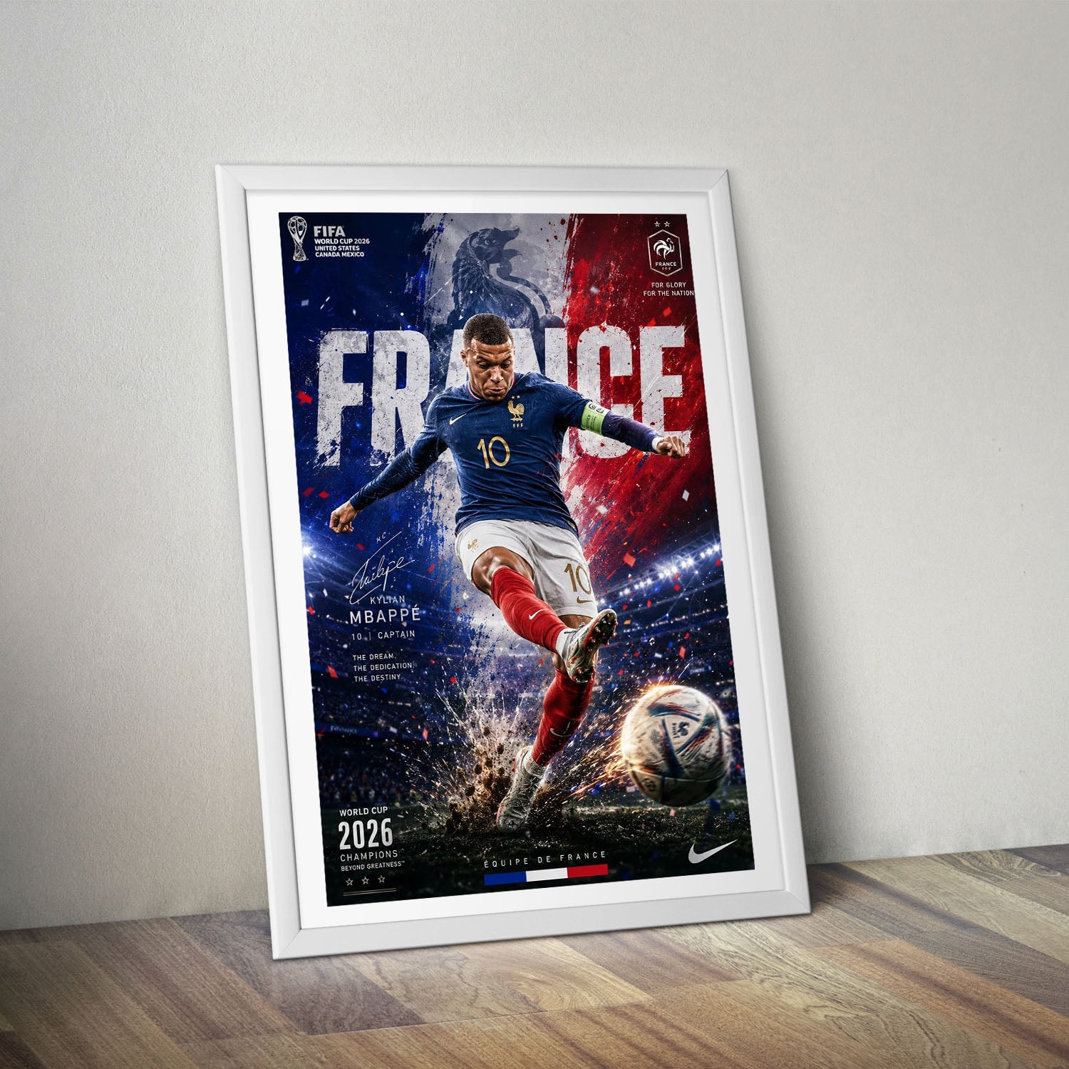 Flex Designs Poster Kylian Mbappe France 2026 8 x 10" Home Goods - Sports  Poster