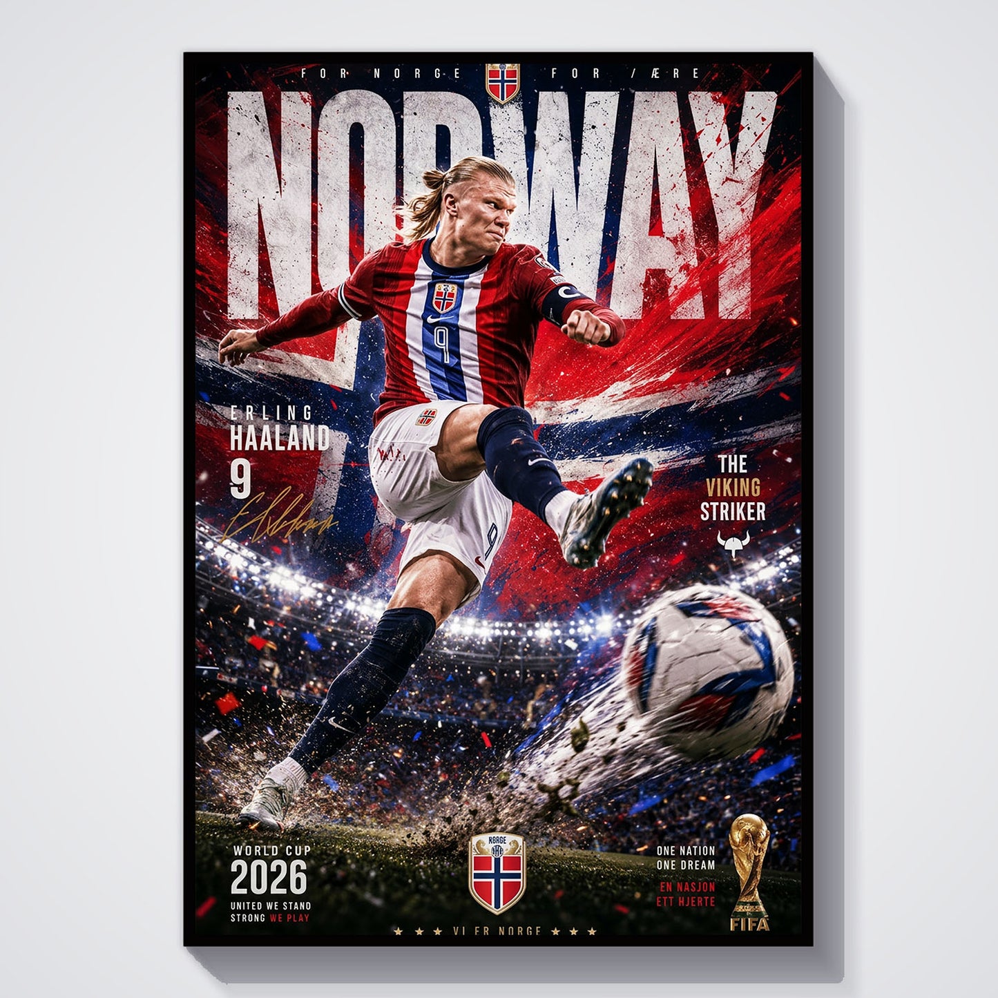 Flex Designs Poster Erling Haaland Norway 2026 5 x 7" Home Goods - Sports  Poster
