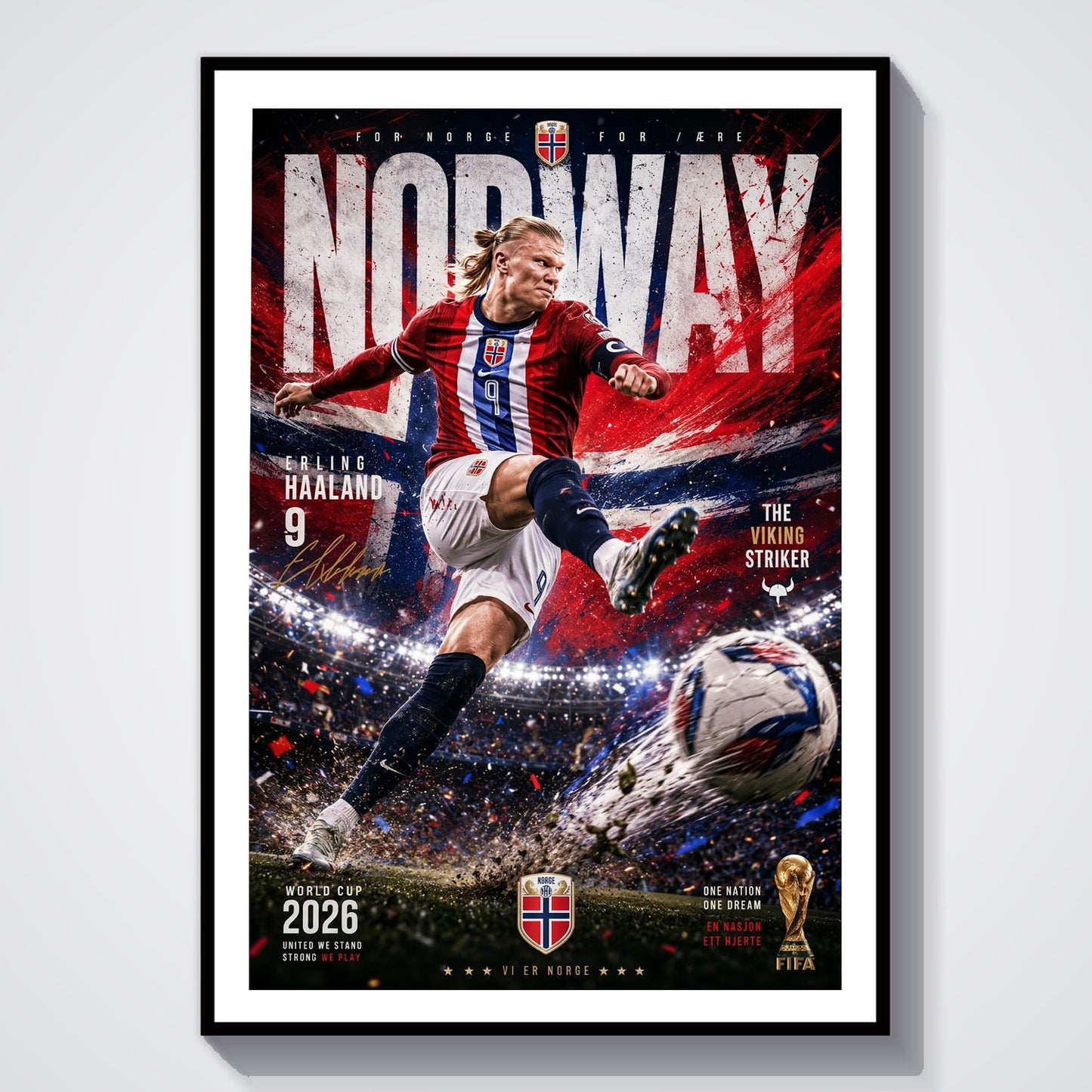 Flex Designs Poster Erling Haaland Norway 2026 8 x 10" Home Goods - Sports  Poster
