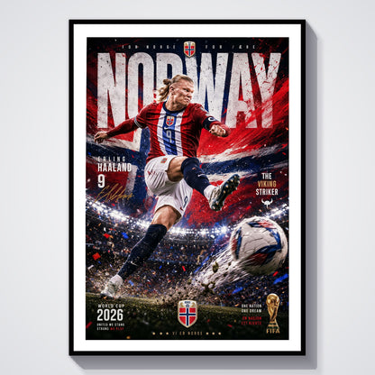 Flex Designs Poster Erling Haaland Norway 2026 8 x 10" Home Goods - Sports  Poster