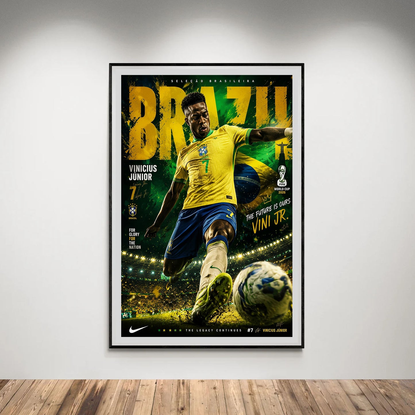 Flex Designs Poster Vinicius Junior Brazil 2026 8 x 10" Home Goods - Sports  Poster