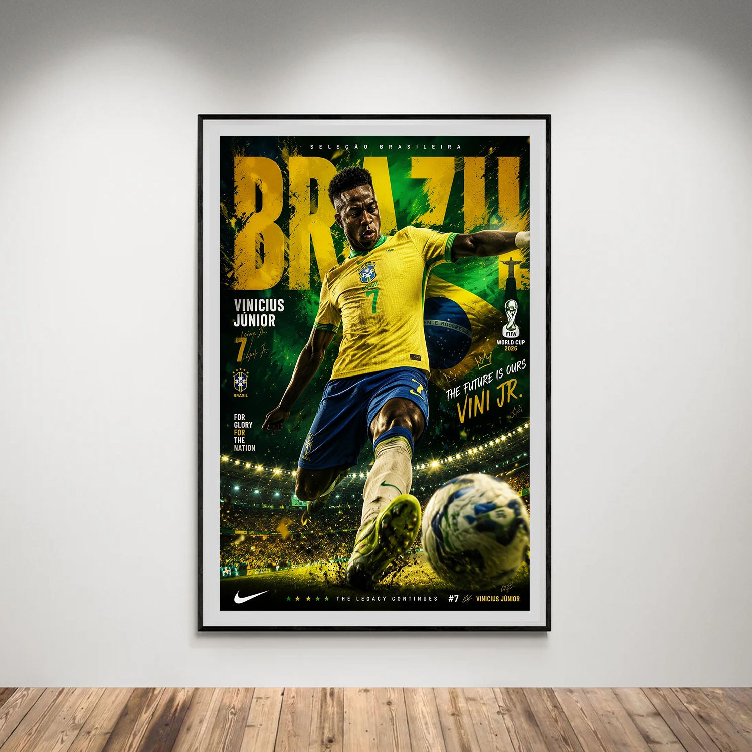 Flex Designs Poster Vinicius Junior Brazil 2026 8 x 10" Home Goods - Sports  Poster