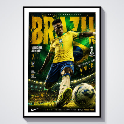 Flex Designs Poster Vinicius Junior Brazil 2026 8 x 10" Home Goods - Sports  Poster