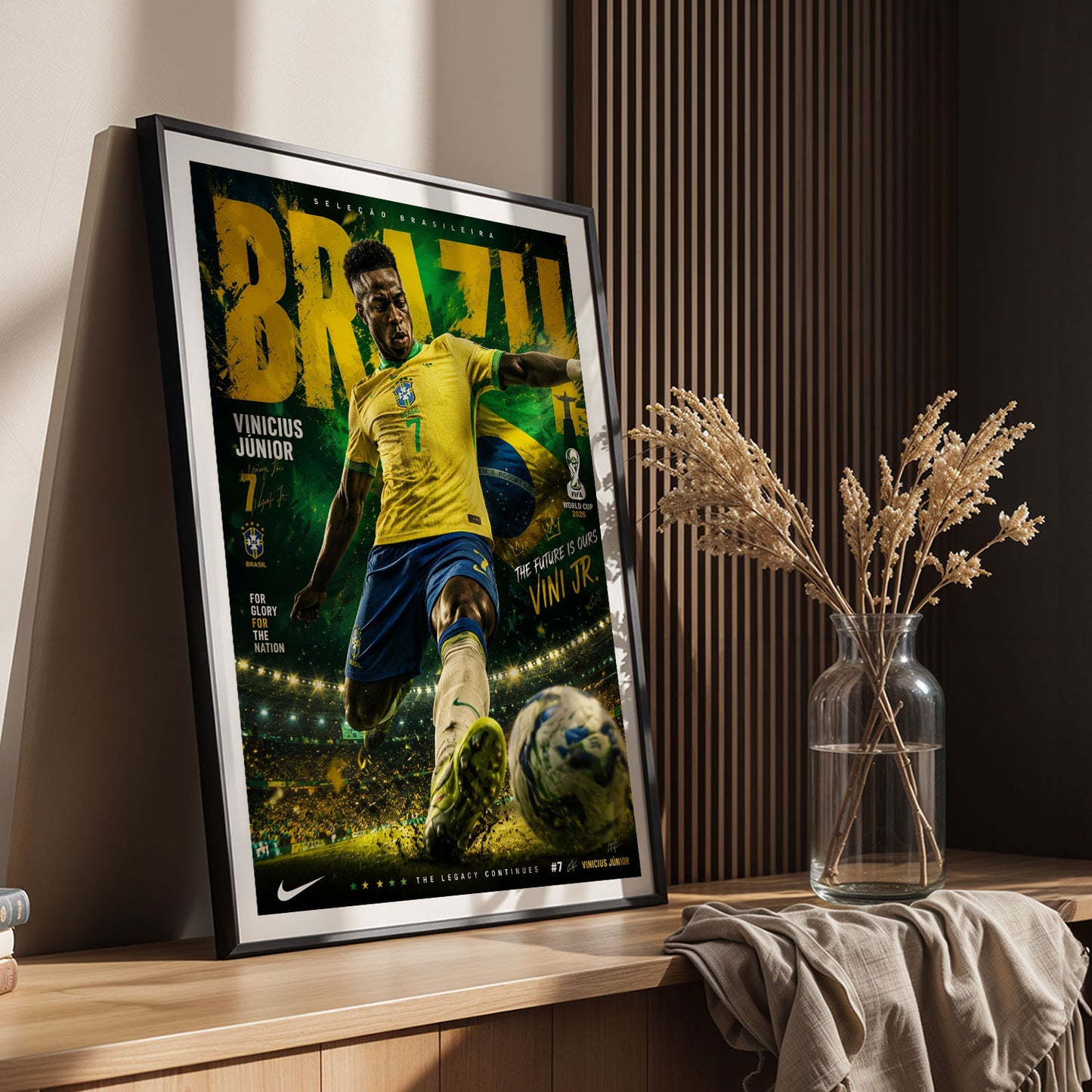Flex Designs Poster Vinicius Junior Brazil 2026 5 x 7" Home Goods - Sports  Poster