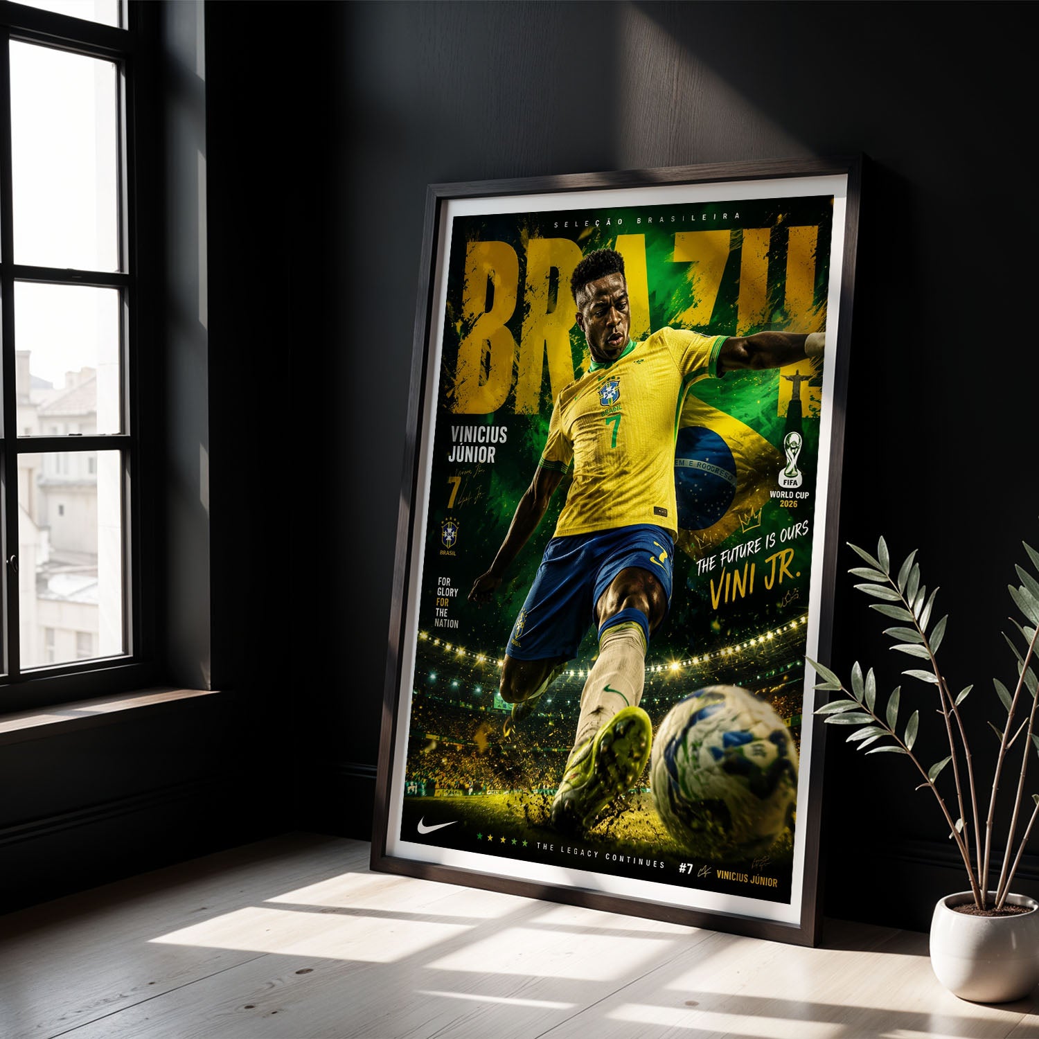 Flex Designs Poster Vinicius Junior Brazil 2026 8 x 10" Home Goods - Sports  Poster