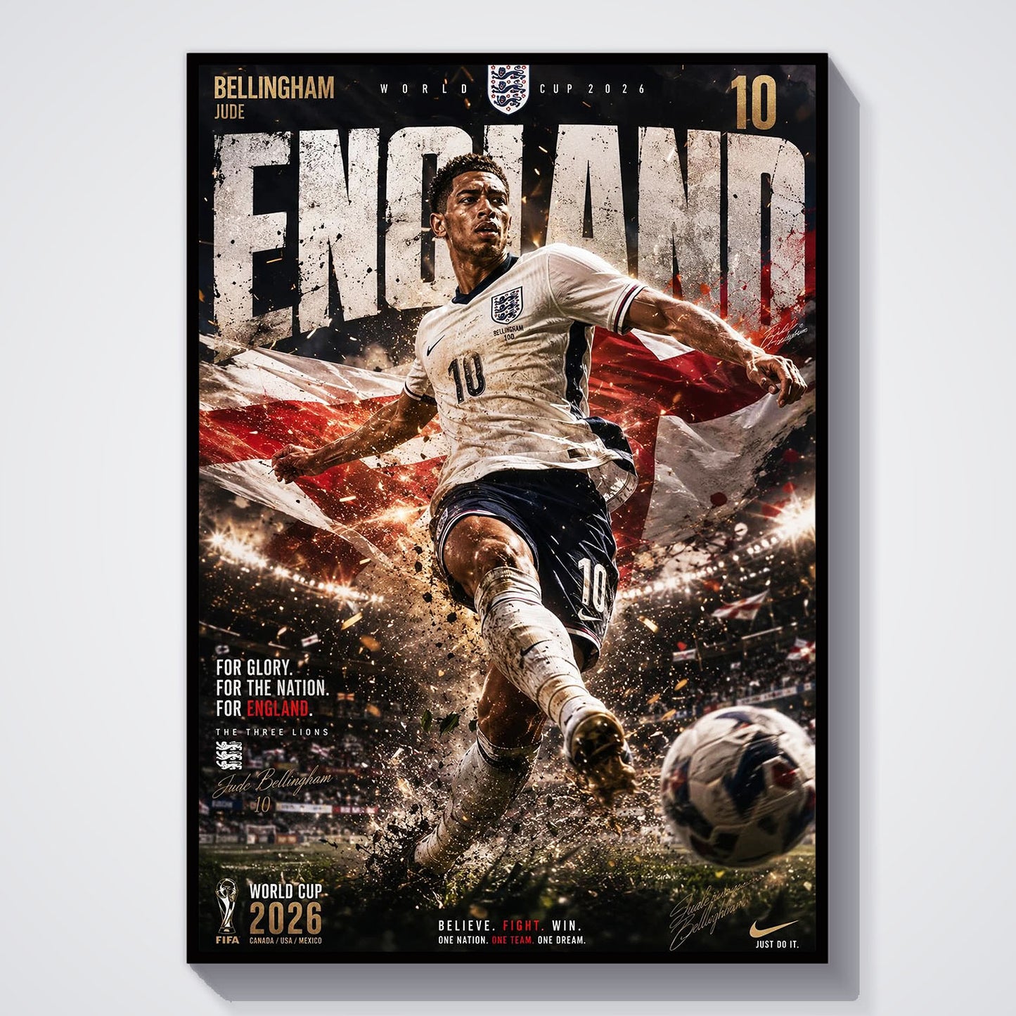 Flex Designs Poster Jude Bellingham England 2026 5 x 7" Home Goods - Sports  Poster