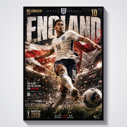 Flex Designs Poster Jude Bellingham England 2026 5 x 7" Home Goods - Sports  Poster