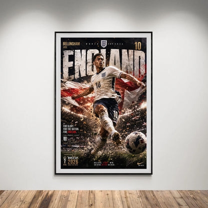 Flex Designs Poster Jude Bellingham England 2026 8 x 10" Home Goods - Sports  Poster