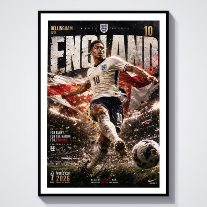 Flex Designs Poster Jude Bellingham England 2026 8 x 10" Home Goods - Sports  Poster