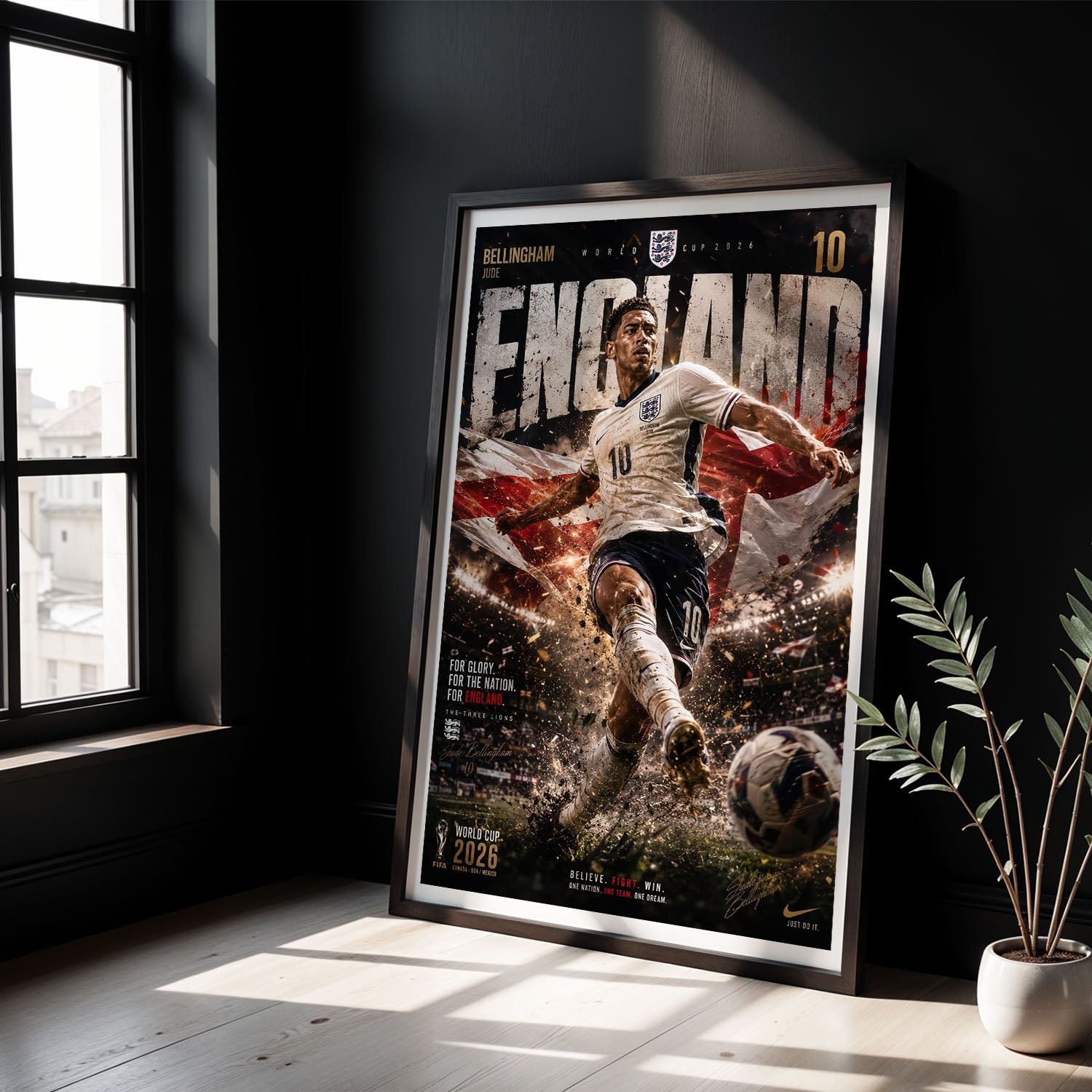 Flex Designs Poster Jude Bellingham England 2026 8 x 10" Home Goods - Sports  Poster