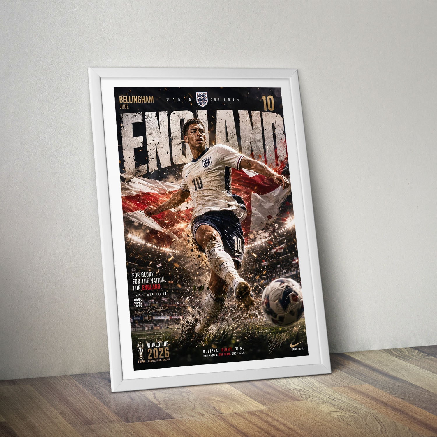 Flex Designs Poster Jude Bellingham England 2026 8 x 10" Home Goods - Sports  Poster