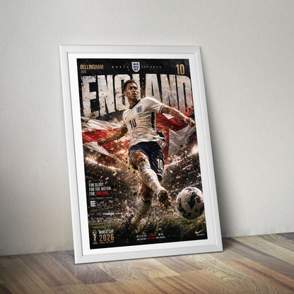 Flex Designs Poster Jude Bellingham England 2026 8 x 10" Home Goods - Sports  Poster