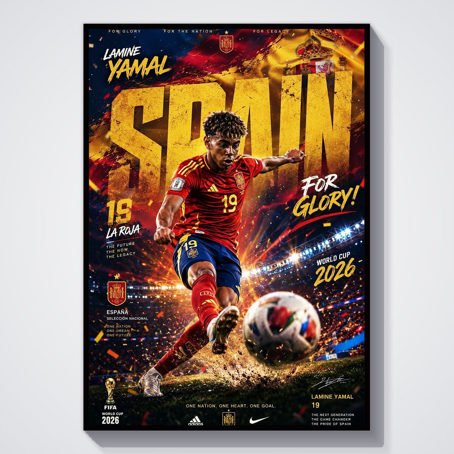 Flex Designs Poster Lamine Yamal Spain 2026 5 x 7" Home Goods - Sports  Poster