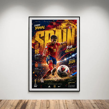 Flex Designs Poster Lamine Yamal Spain 2026 8 x 10" Home Goods - Sports  Poster