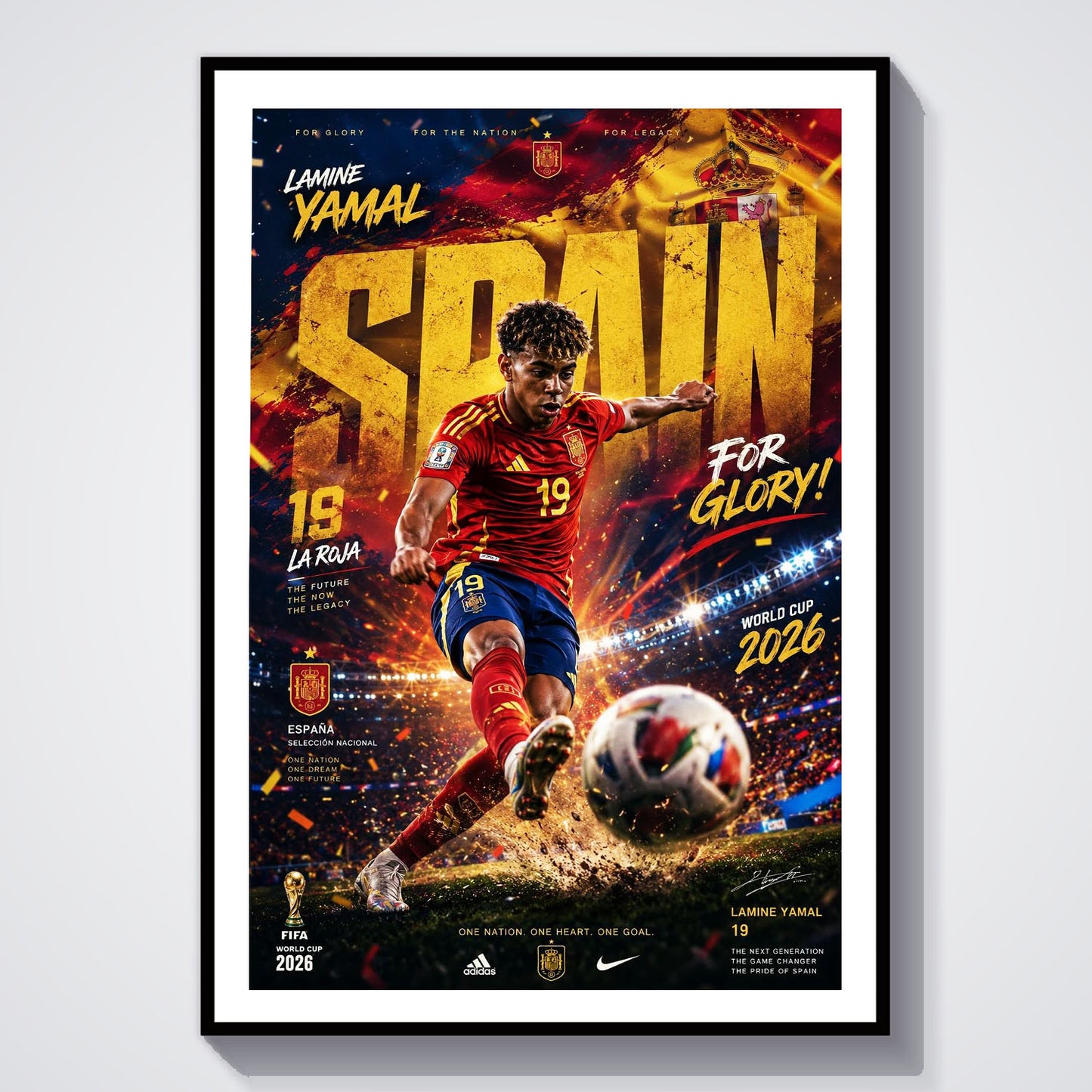 Flex Designs Poster Lamine Yamal Spain 2026 8 x 10" Home Goods - Sports  Poster