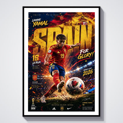 Flex Designs Poster Lamine Yamal Spain 2026 8 x 10" Home Goods - Sports  Poster