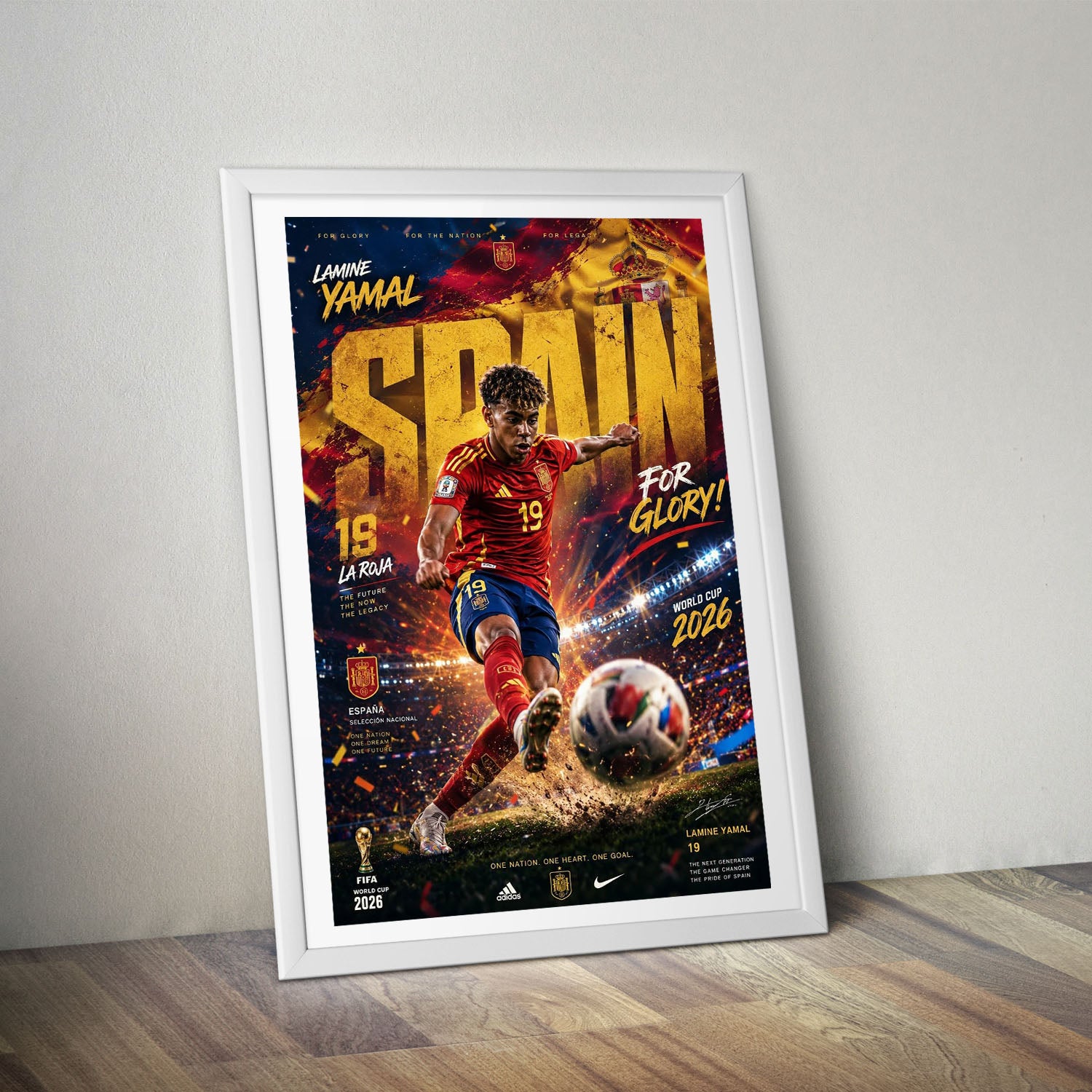 Flex Designs Poster Lamine Yamal Spain 2026 8 x 10" Home Goods - Sports  Poster