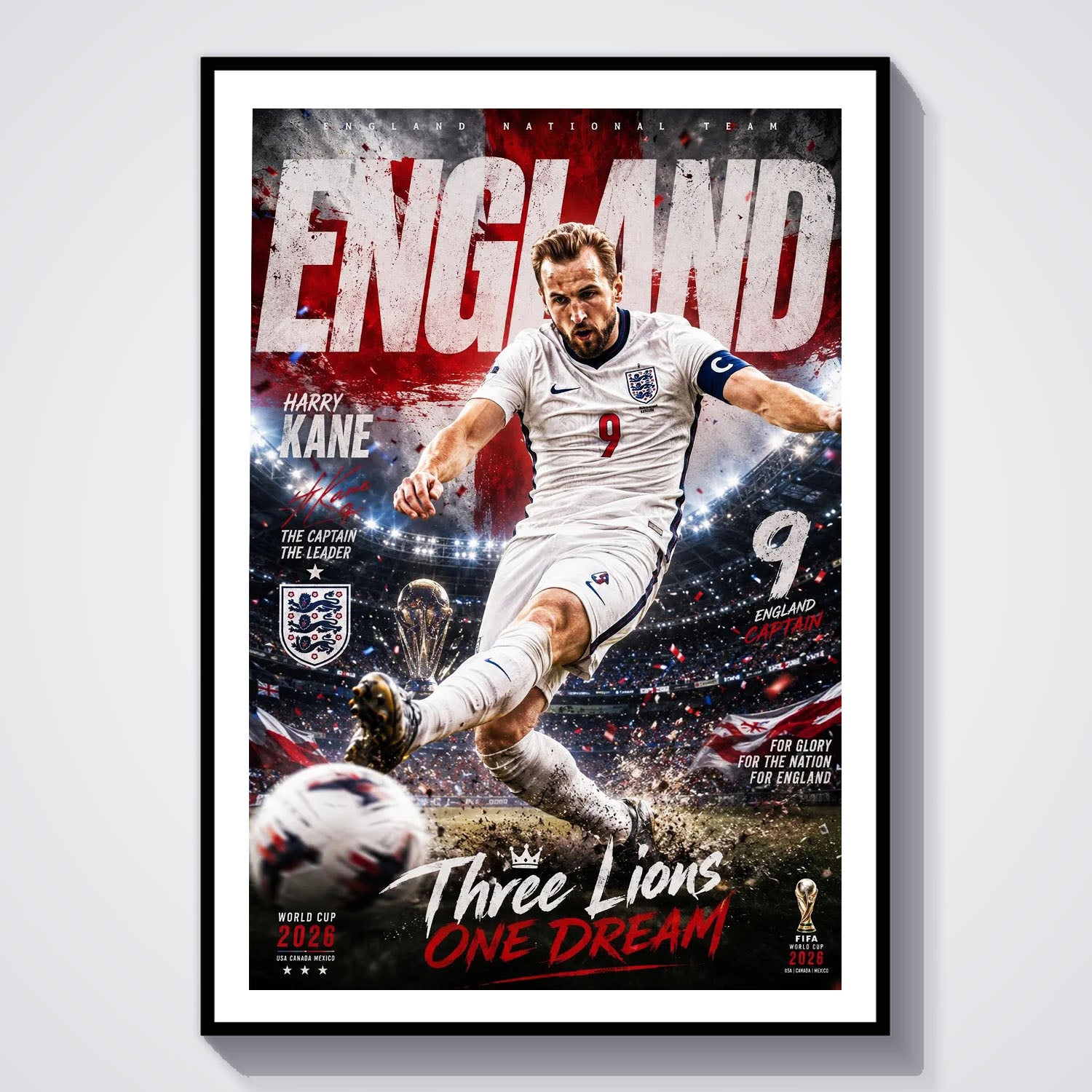 Flex Designs Poster Harry Kane England 2026 8 x 10" Home Goods - Sports  Poster