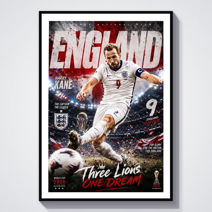 Flex Designs Poster Harry Kane England 2026 8 x 10" Home Goods - Sports  Poster