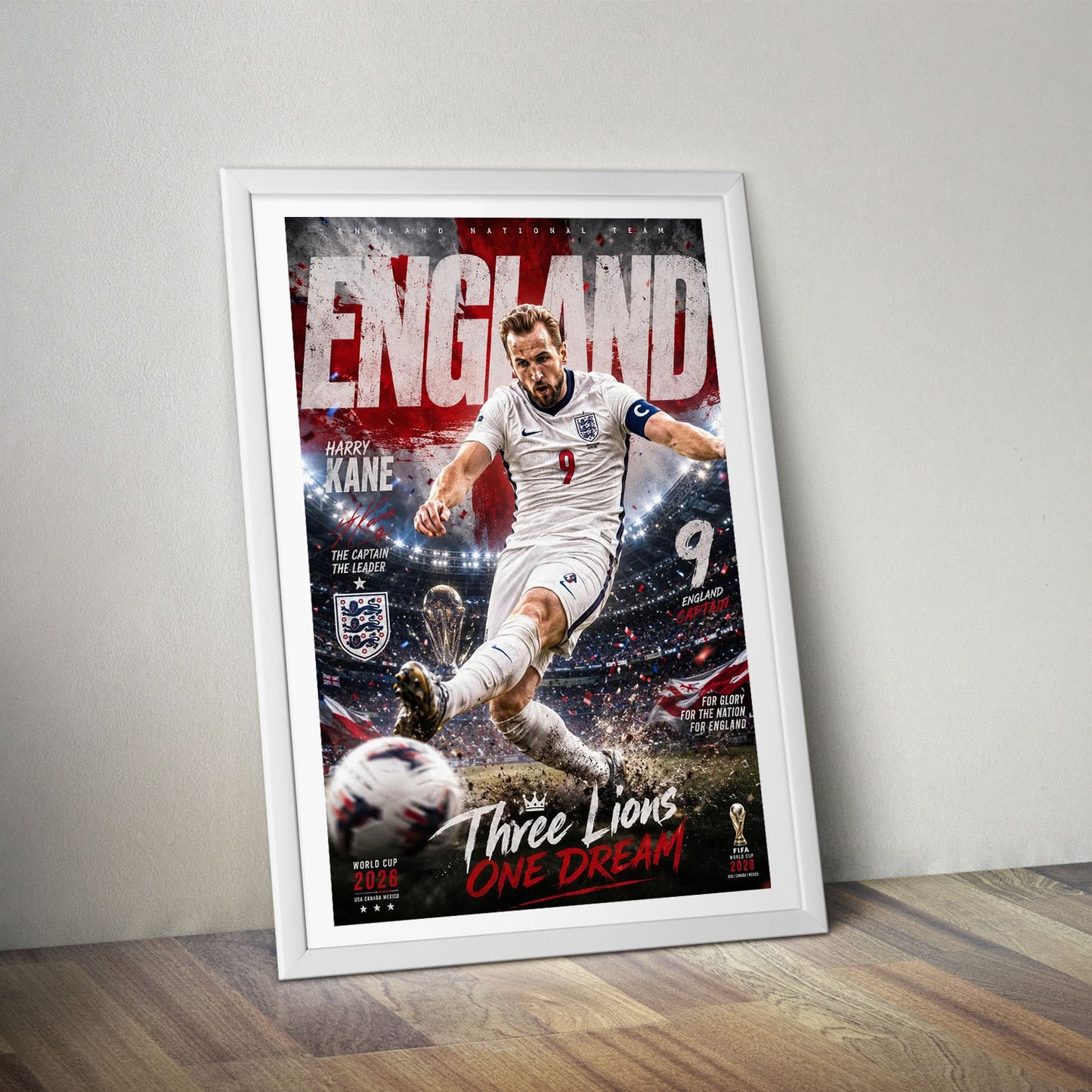 Flex Designs Poster Harry Kane England 2026 8 x 10" Home Goods - Sports  Poster