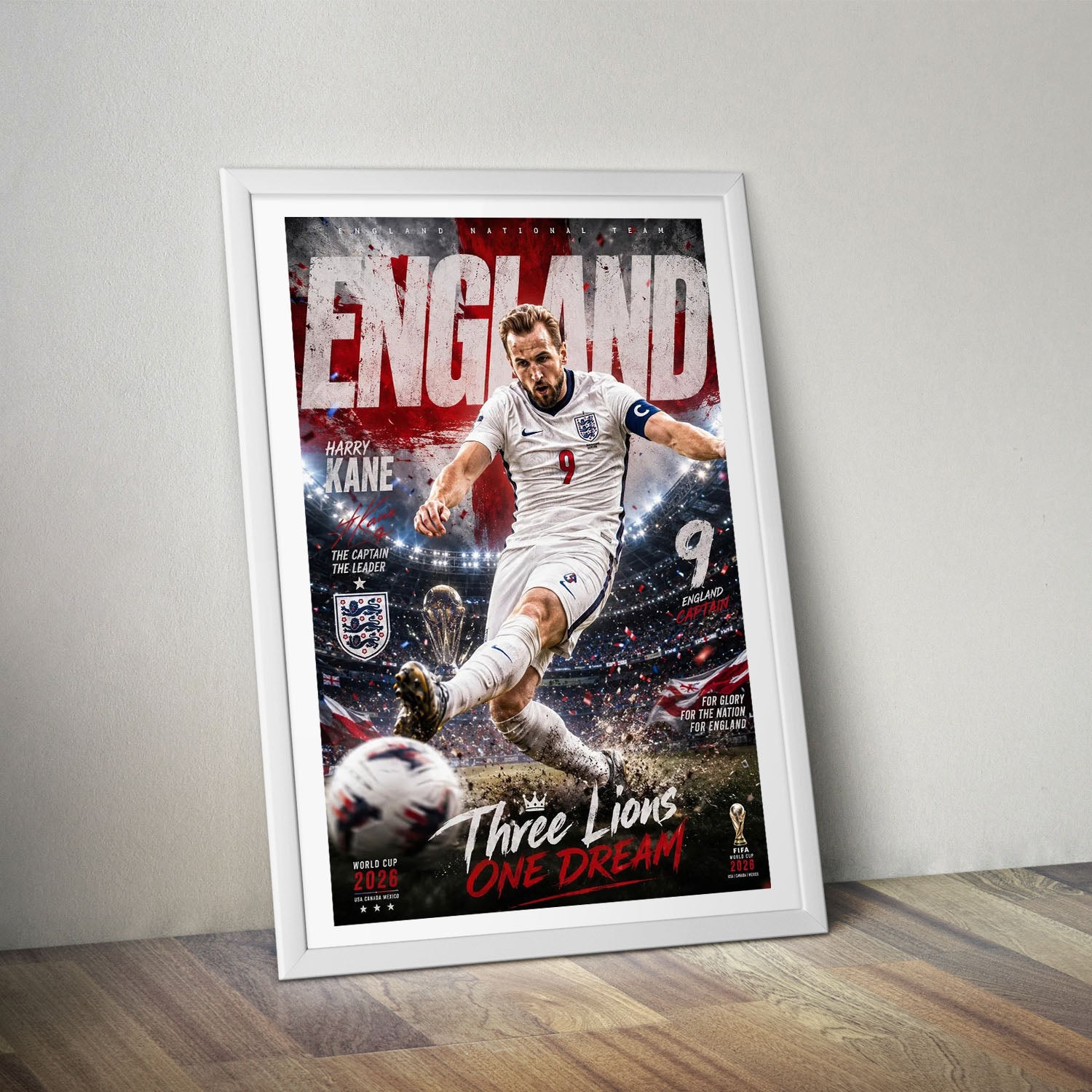 Flex Designs Poster Harry Kane England 2026 8 x 10" Home Goods - Sports  Poster