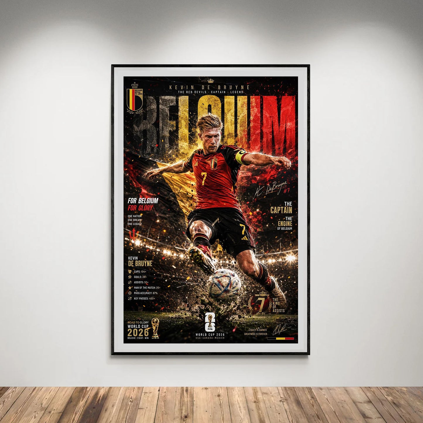 Flex Designs Poster Kevin De Bruyne Belgium 2026 8 x 10" Home Goods - Sports  Poster