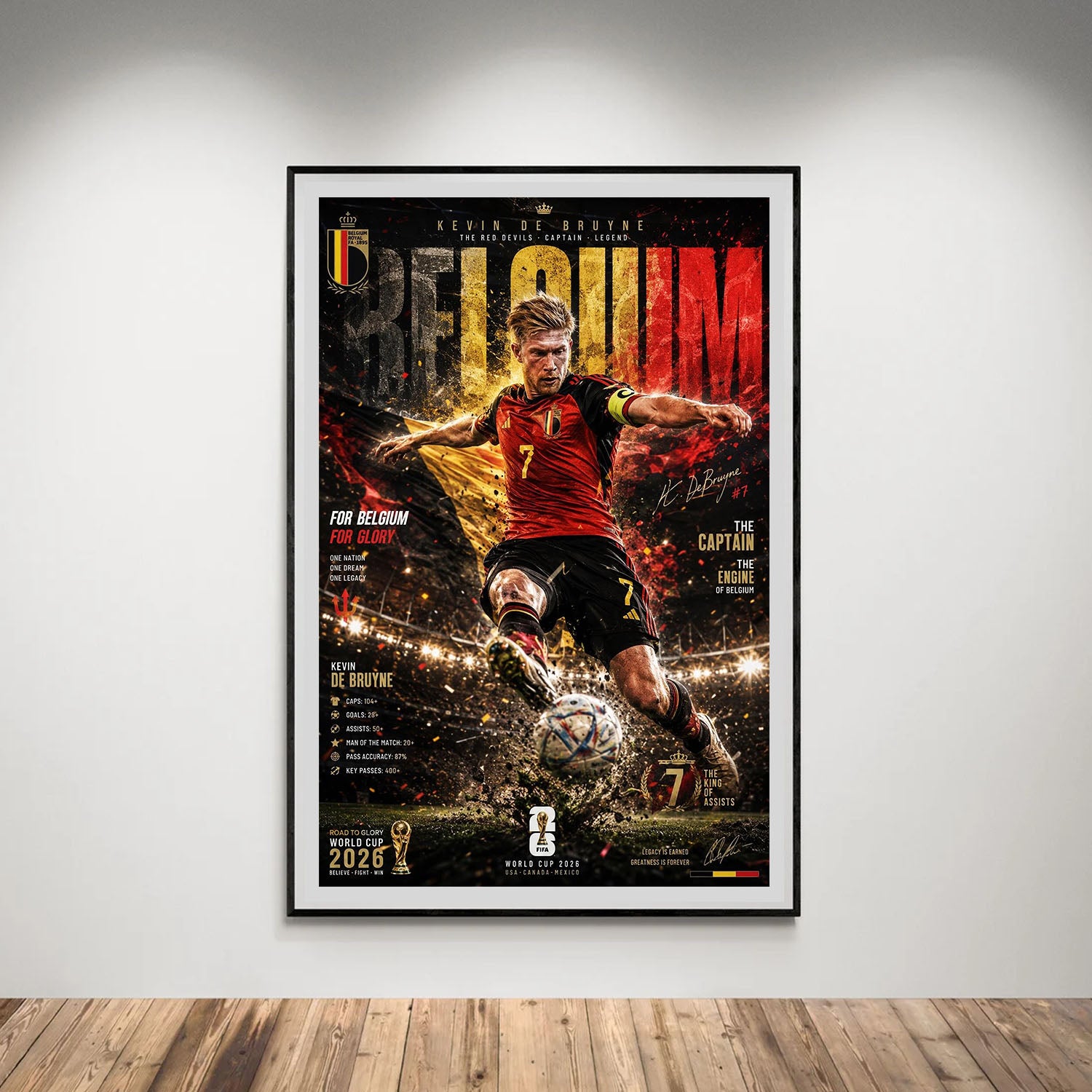 Flex Designs Poster Kevin De Bruyne Belgium 2026 8 x 10" Home Goods - Sports  Poster