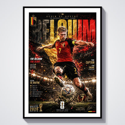 Flex Designs Poster Kevin De Bruyne Belgium 2026 8 x 10" Home Goods - Sports  Poster