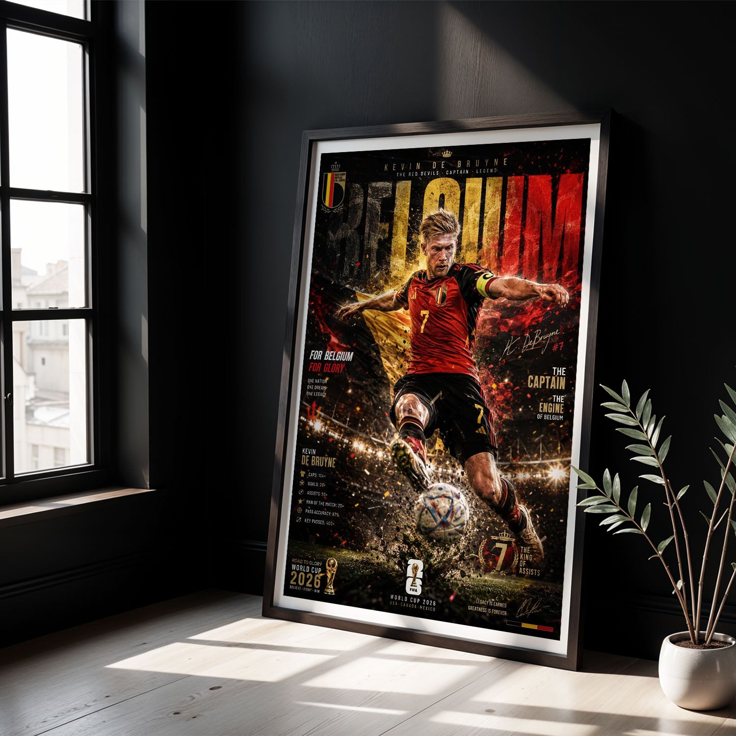 Flex Designs Poster Kevin De Bruyne Belgium 2026 8 x 10" Home Goods - Sports  Poster