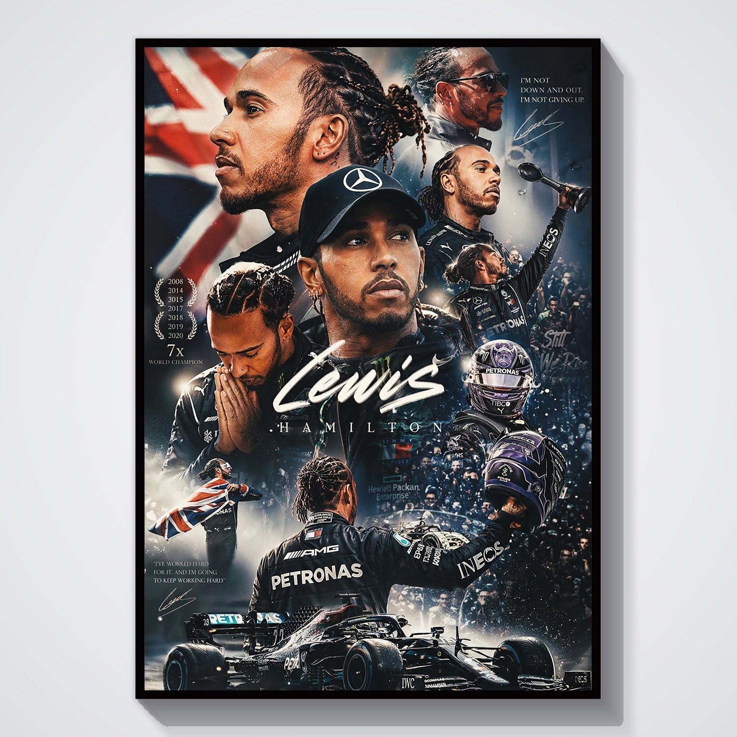 Flex Designs Poster Lewis Hamilton Mercedes Portrait 5 x 7" Home Goods - Sports  Poster