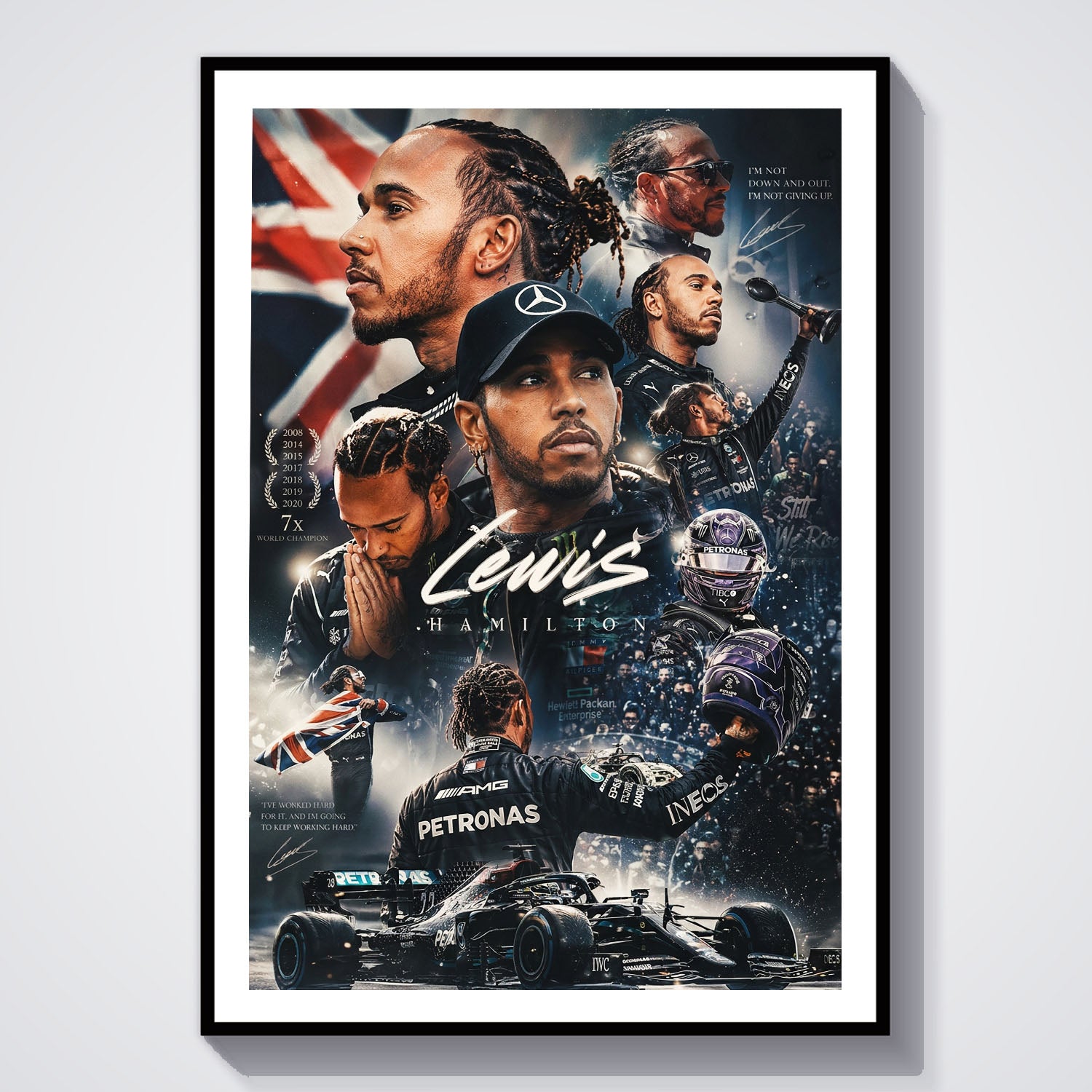 Flex Designs Poster Lewis Hamilton Mercedes Portrait 8 x 10" Home Goods - Sports  Poster