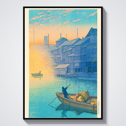 Flex Designs Poster Morning At Dotonbori In Osaka by Kawase Hasui 11 x 17" Home Goods - Artist Artwork  Poster